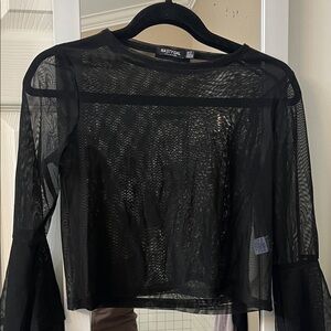 Nasty Gal Black Mesh Blouse